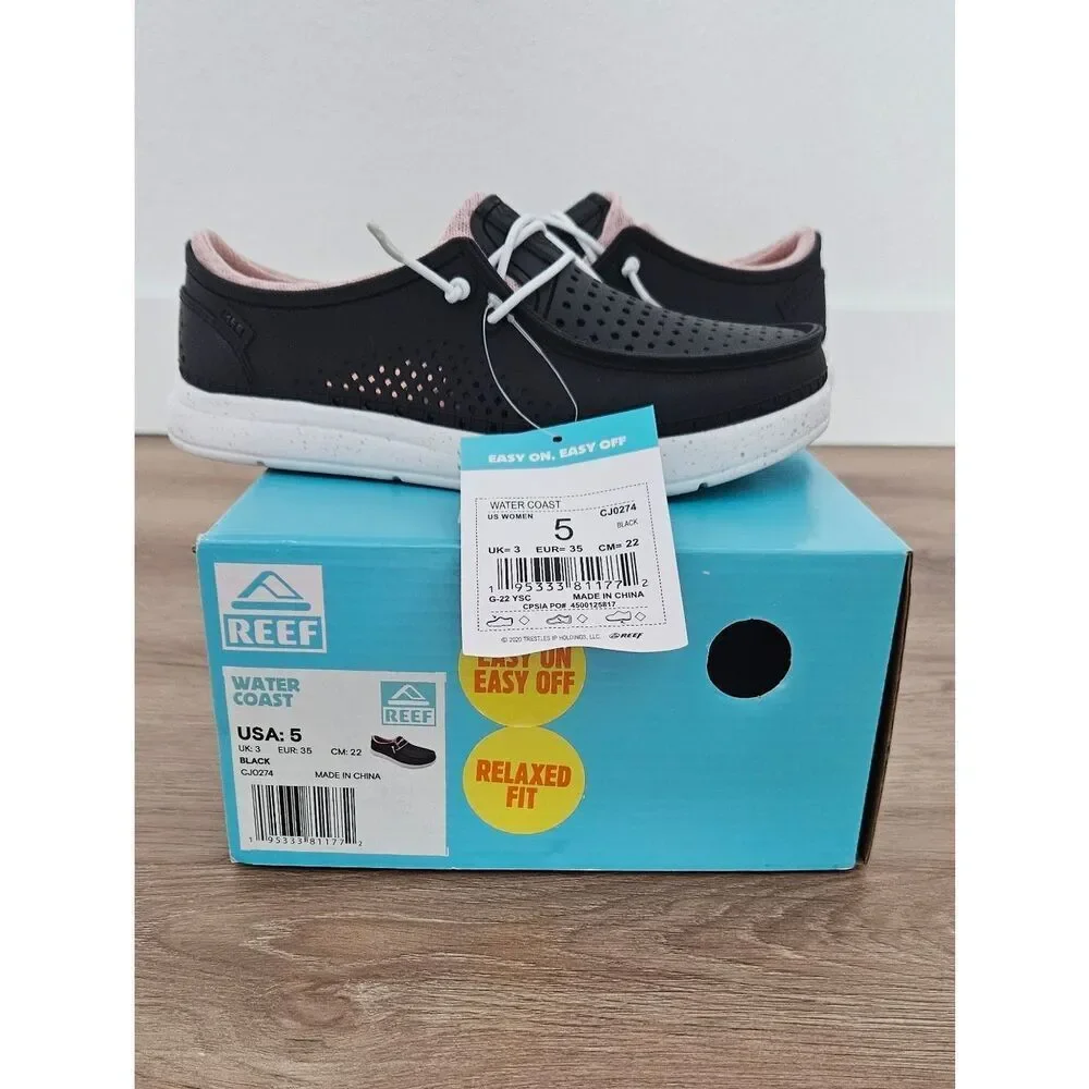 Reef Black and White Slip-On Sneakers Size 5